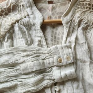 Free People gold embroidered boho blouse M